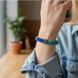 Blue and Green Beaded Bracelet